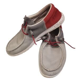 Hey Dude Mens Wally Sox Funk Gray Red Casual Walking Athletic Shoes US 11